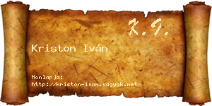 Kriston Iván névjegykártya